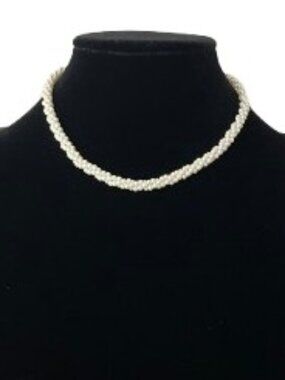 Vintage Marvella Faux Pearl Choker Ivory Twist 16” Prom Wedding Necklace EUC
